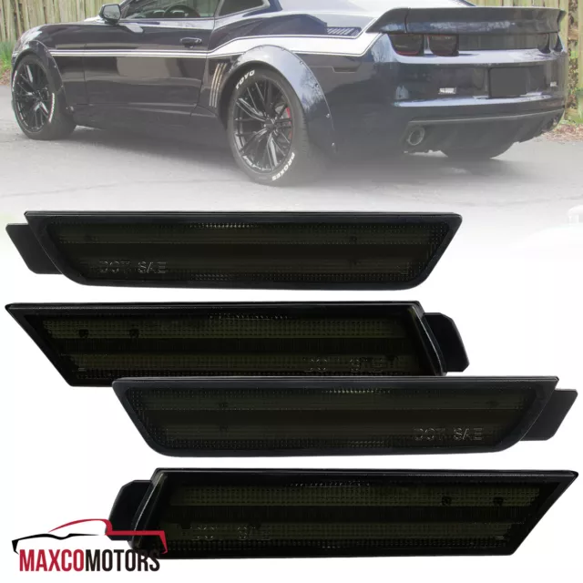 Smoke Side Marker Lights Fits 2010-2015 Chevy Camaro Laser Front&Rear 4 Pieces