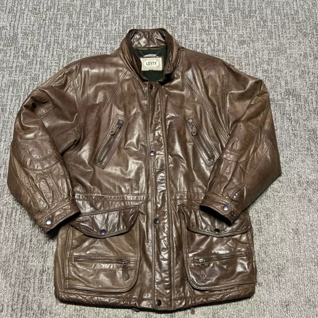 Vtg 80s Levis Genuine Leather Jacket Size Medium Western Wear Quilted Lining Vtg 80s Levis Genuine Leather Jacket Size Medium Western Wear Quilted Lining