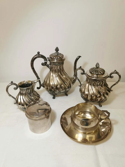 servizio caffe argentato in 5 pezzi dei anni 60'