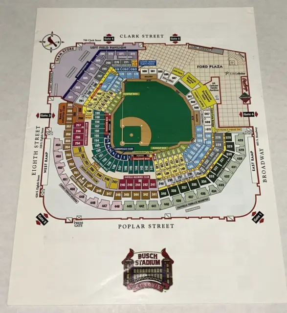 St Louis Cardinals 2008 MLB Schedule Busch Stadium Seating Chart Map 8.5 x 11 Ad