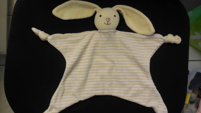 doudou plat lapin jaune rayé blanc CAISSE D'EPARGNE GMBH