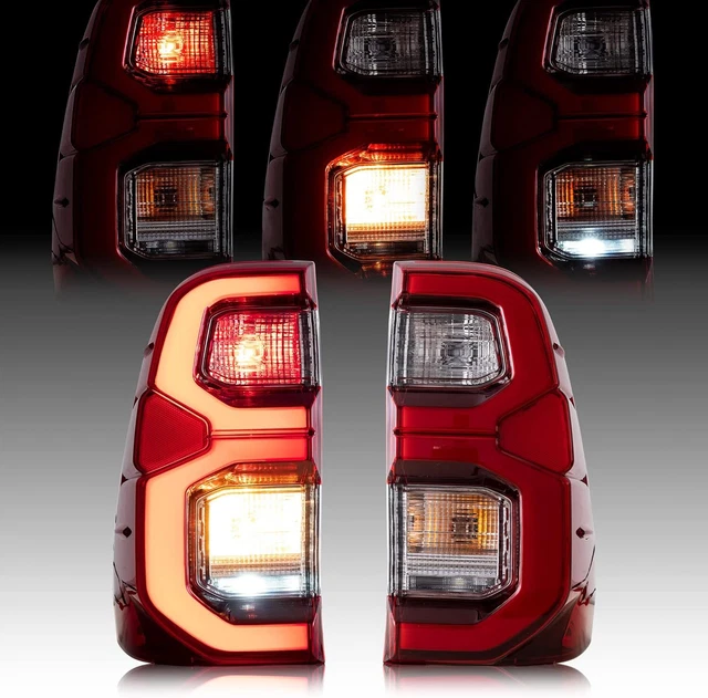 VLAND 2XFULL LED Tail Lights For Toyota Hilux 20152020 Red Lens Rear