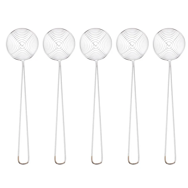 5 piezas Tamiz Acero Inoxidable Cuchara de Espuma Cortada Pala de Acero Inoxidable Plata