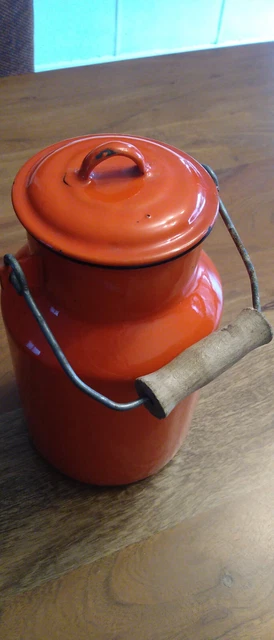 ANCIEN FAIT TOUT Émaillé Rouge Moucheté Orange Nuance Marmite Vintage