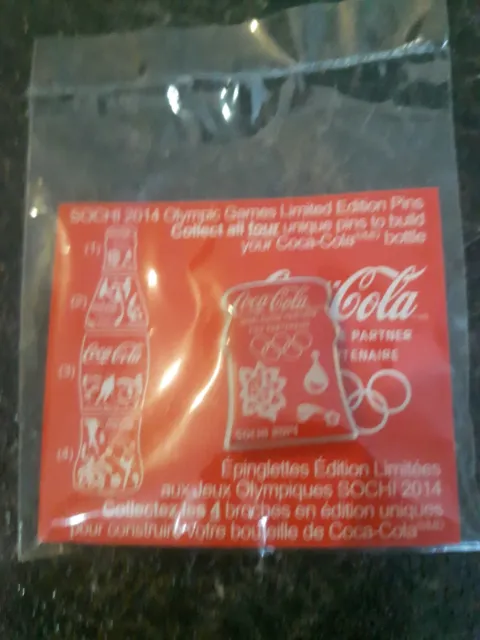 Coca Cola Sochi 2014 Olympics Lapel Pin Pinback New Sealed FREE COMBINED SHIP