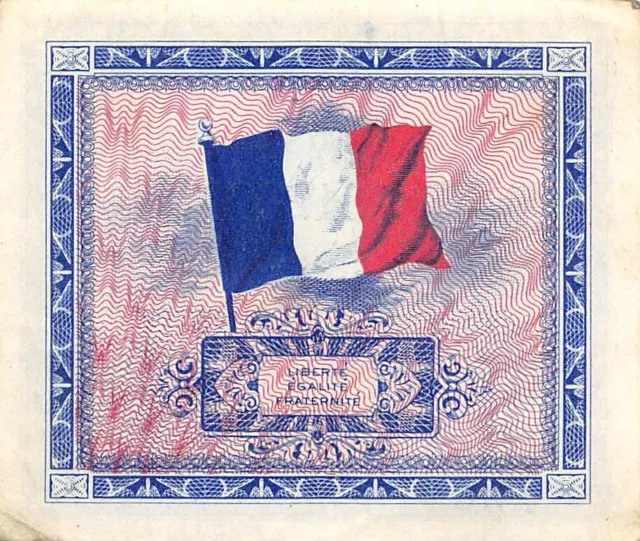 France  2  Francs  Series of 1944  WW II Issue  W/F  Circulated Banknote M1