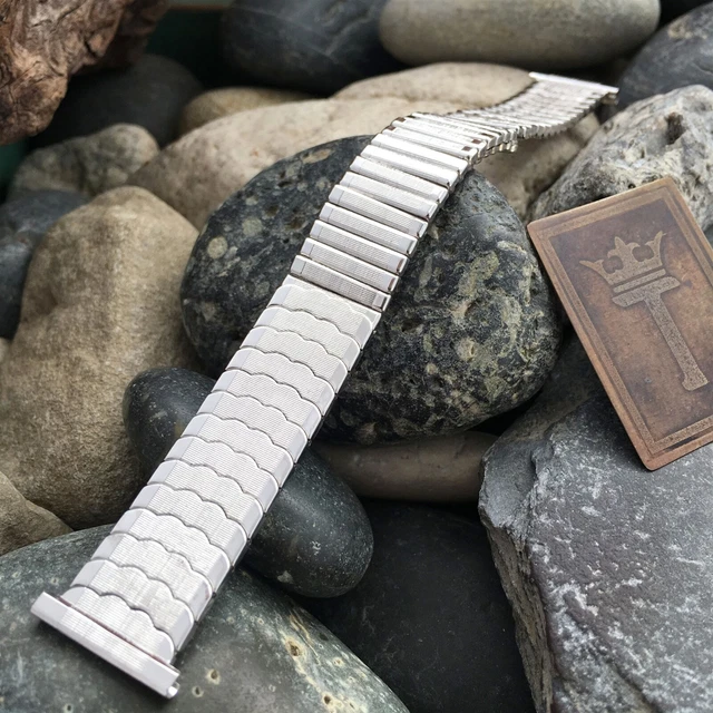 1959 10k White Gold-Filled Speidel Florentine Riptide nos Vintage Watch Band