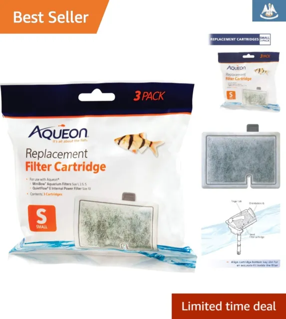 Aquarium Filter Cartridges - 25% More Carbon - Easy Install - Small 3 Pack