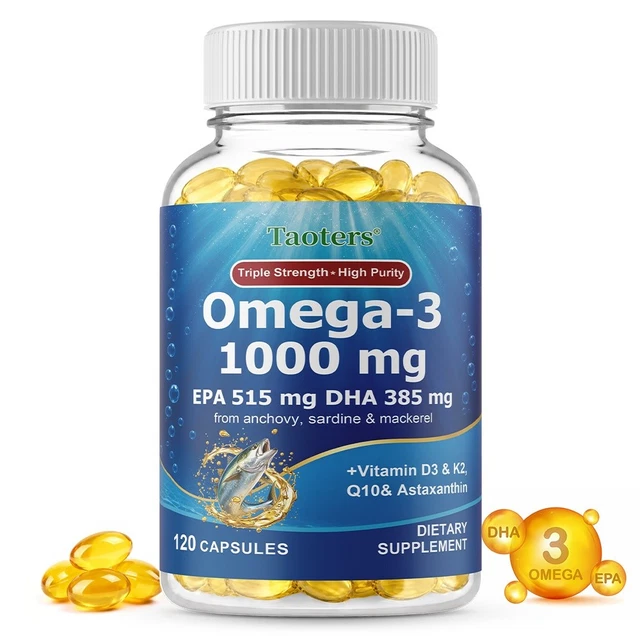 OMEGA-3 1000 MG with EPA, DHA, D3, K2, and CoQ10, immune,Bone £8.12 ...