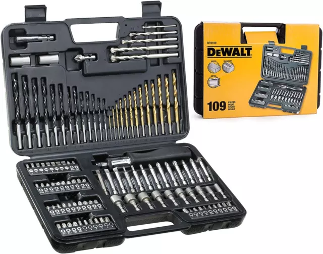 Dewalt Set 109 Punte Inserti Esagonali Da Trapano Avvitatore Ferro Legno Cemento