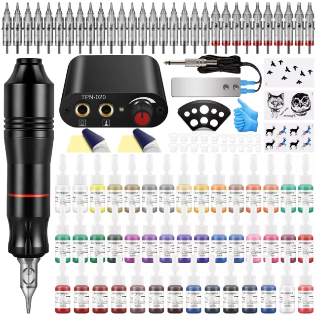 Komplette Tattoo Stift Maschine Set mit 45pcs Tattoo Tinten Set 30pcs Nadeln DE