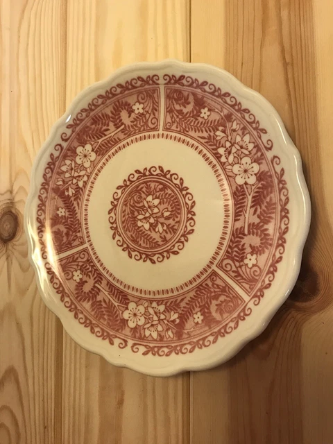 Vintage Syracuse China Strawberry Hill Pink Saucer Plate Red Flowers Restaurant