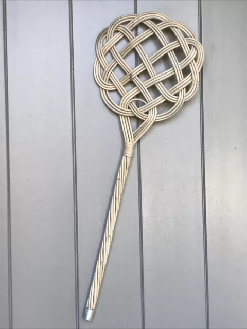 Vintage French Curved Wicker Cane Carpet Rug Beater