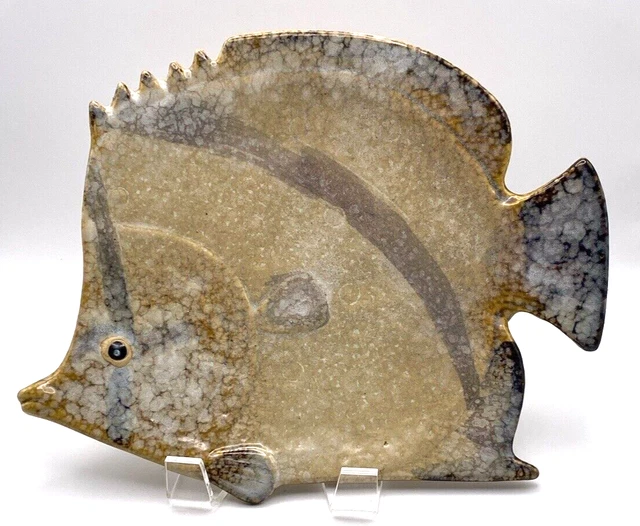 MCM -- VTG - Ceramic Brown Fish Shaped Plate -- Wall Art -- Unsigned