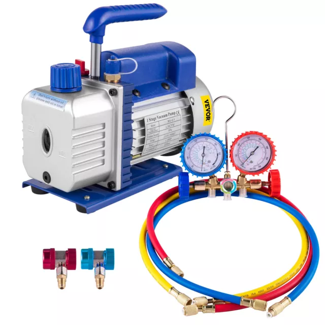 Kit di 1.8CFM Pompa per Vuoto con Manometro 50L / min Condizionatore Monostadio