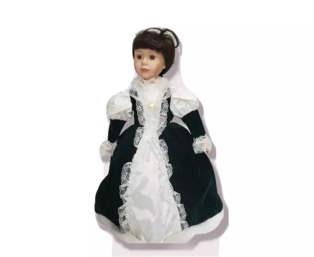 Porcelain Doll Noble Heritage Collection Brown Eyes and Hair 16 Inches on stand