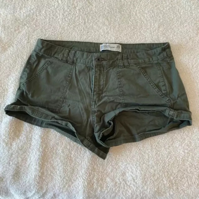 Abercrombie & Fitch Low Rise Boyfriend Short Green Cargo Mini Shorts Size 10/30