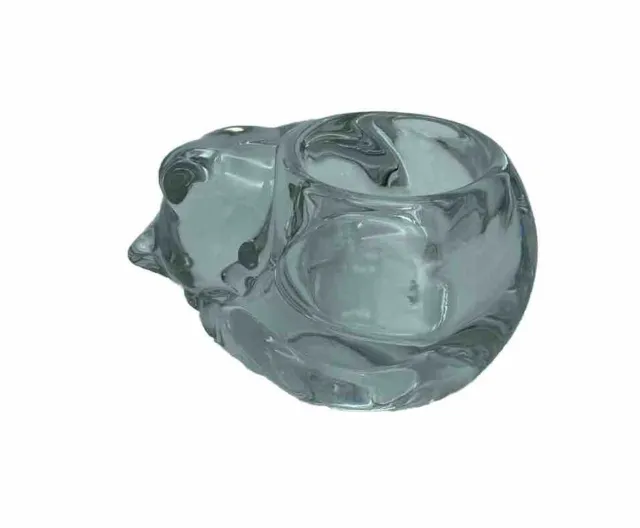 Indiana Crystal Clear Glass Sleeping Kitten Cat Votive Tea Lite Candle Holder