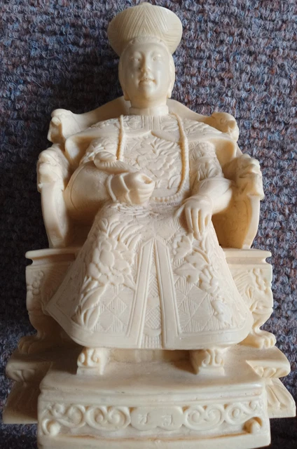 Vintage Chinese Empress on Throne. Hand carved Resin