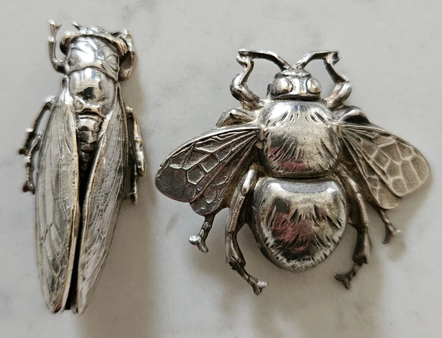 Broche Ancienne Art Nouveau En Argent - Rose Signée LEXCELLENT - Bijoux Nancy ~7,5 Cm