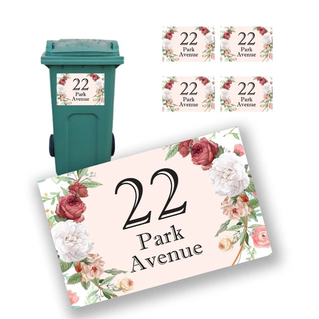 WHEELIE BIN STICKERS House Addres Numbers Sticker Road Dustbin Vinyl ...