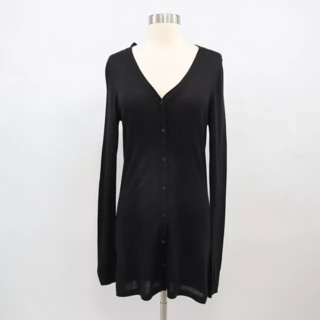 Elie Tahari Cardigan Sweater Womens S Small Black V-Neck Fine Knit Lightweight