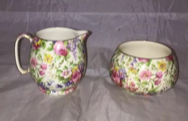 Royal Winton Grimwades Chintz Countess Open Sugar & Creamer Summertime 2