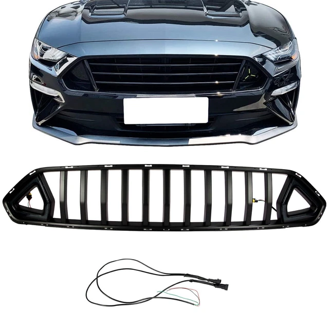 FOR 1821 FORD Mustang Car Front Grill Grilles w/ LED &Wiring Matte