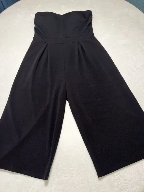 Jumpsuit Romper Small One Piece Bustier Strapless Tube Top Wide Leg Cropped CUTE