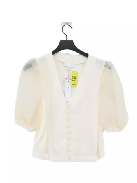 Topshop Women's Blouse UK 10 Cream Viscose with Polyamide Basic