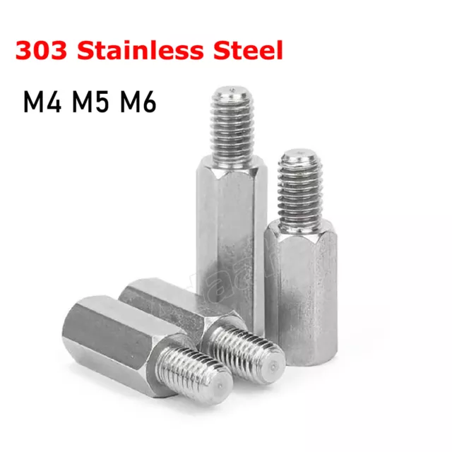 M4 M5 M6 303 Stainless Hex Male-Female Spacers Standoff Pillar PCB Studs Screw