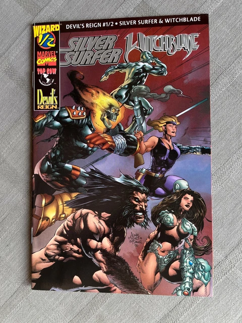 Silver Surfer Witchblade No #1/2 Wizard Platinum COA Vo Near Condition / Mint