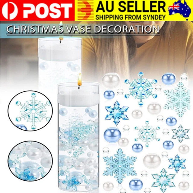 Christmas Vase Filler Pearl Floating Candles Water Beads Xmas Party Decor Set