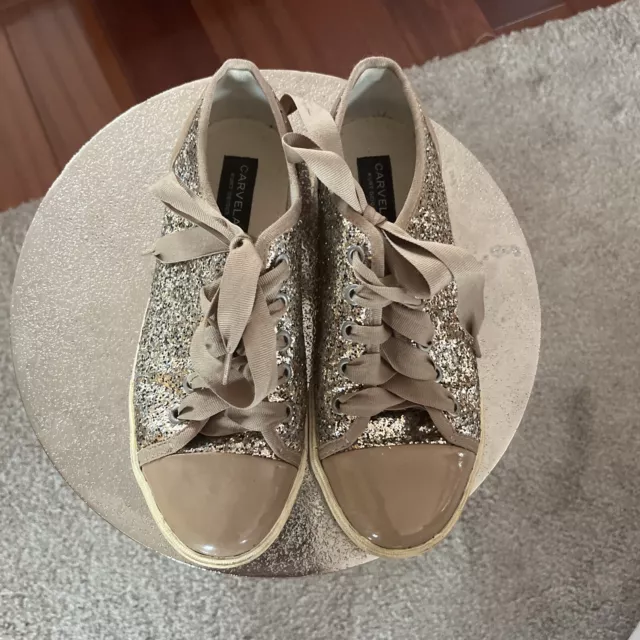 CARVELA KURT GEIGER Gold Glitter Tan Patent Pumps Trainers Size 4 37 15.99 PicClick UK