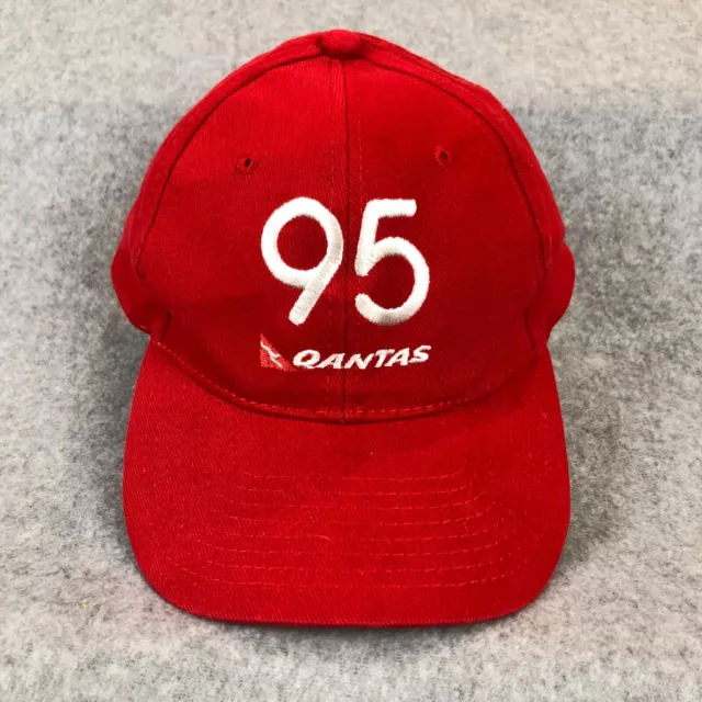 Qantas Airways 95th Anniversary Cap Hat Adjustable One Size Red Embroidered 2