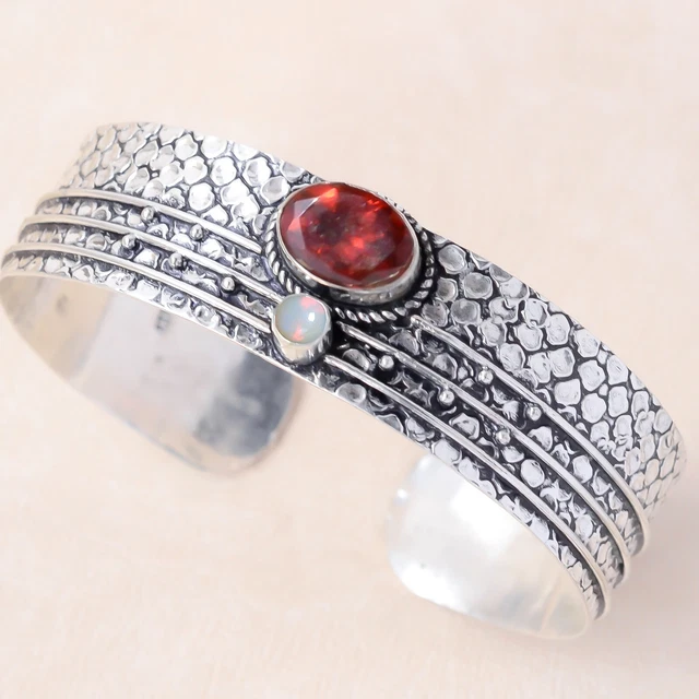 Bracelet Grenat Et Argent Massif – Fait Main, Rouge Bordeaux, #1632