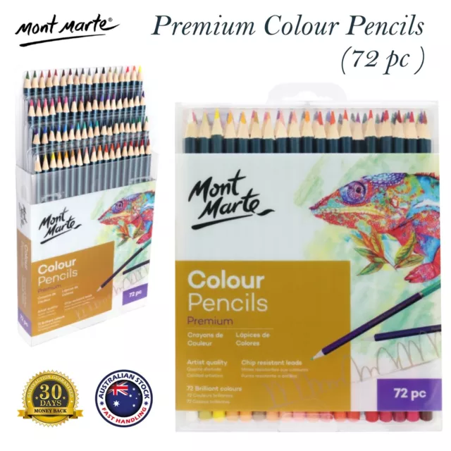 Mont Marte 72pc Premium Colour Pencils Art Sketch Artist Drawing Colouring Set
