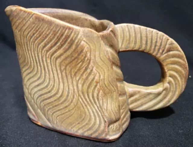 Beautiful Triangle Pottery Mug Pitcher Signed by Artist  HB