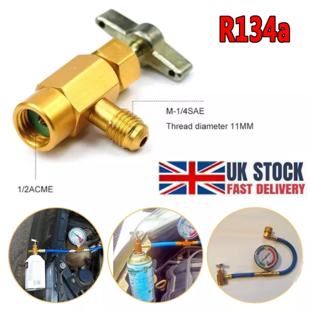 UK Can Tap Valve R134a AC Refrigerant Tap 1/2" ACME Thread Bottle Opener Adapter