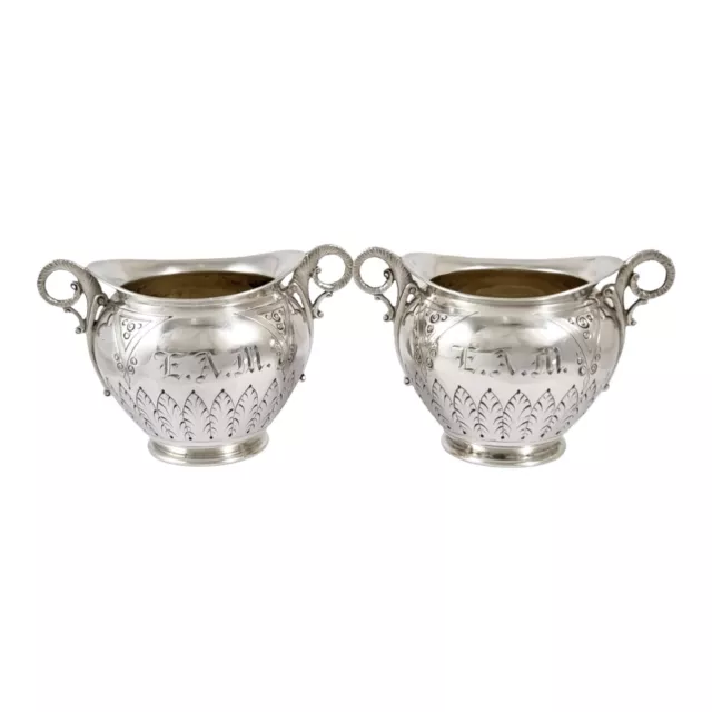 American 19th century P.L. Krider gilt coin silver pair of large table salts