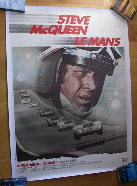 LE MANS steve mcqueen affiche cinema originale '71 entoillé LINENBACKED 160x120