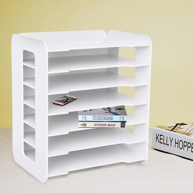 7 TIER PAPER File Holder Document Storage Rack Desktop Organizer Office ...