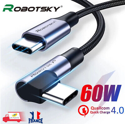 Câble Charge Rapide USB Type C vers USB C PD 60W 4.0 Transfert des données 1M