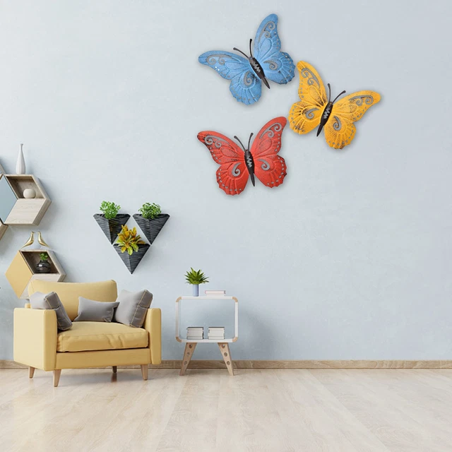 Juego de 3 piezas de figuras de animales vívidas pintadas a mano de mariposa vintage de granja