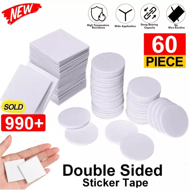 Double Sided Sticky Tape 60 Pcs Heavy Duty Strong Mounting