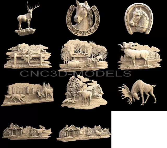 3D STL Models for CNC Router Artcam Aspire Collection Deer Animal Hart Buck 1472