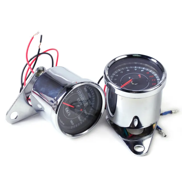 60mm Tachometer + Dual Odometer Speedometer Gauge Meter Motorcycle fit for Honda 2