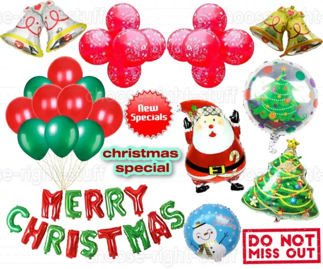 Merry Christmas Tree Snowman Big Santa Bells Foil Balloons Party Decor Baloons