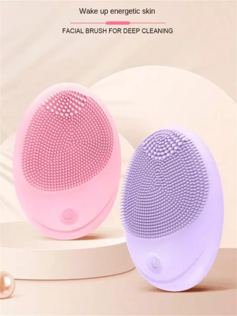 Silicone Electric Facial Cleansing Brush Sonic Face Cleaning Spa Massage Clean