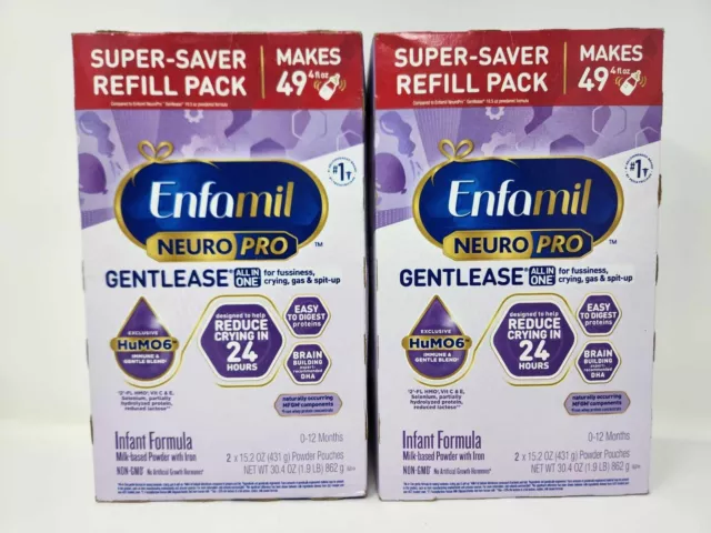 Enfamil Neuropro Gentlease Powder Infant Formula 30.4 oz Two Boxes